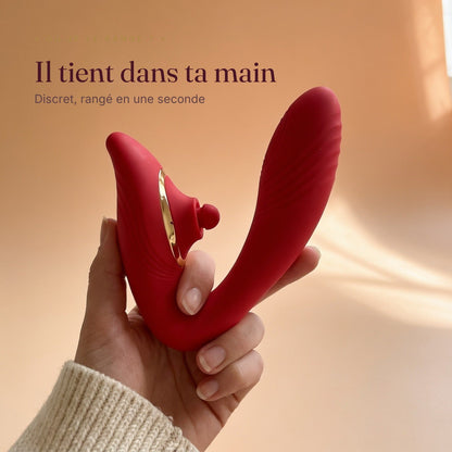 LILA Pulse V2 rouge tenu dans une main : discret, rangé en une seconde