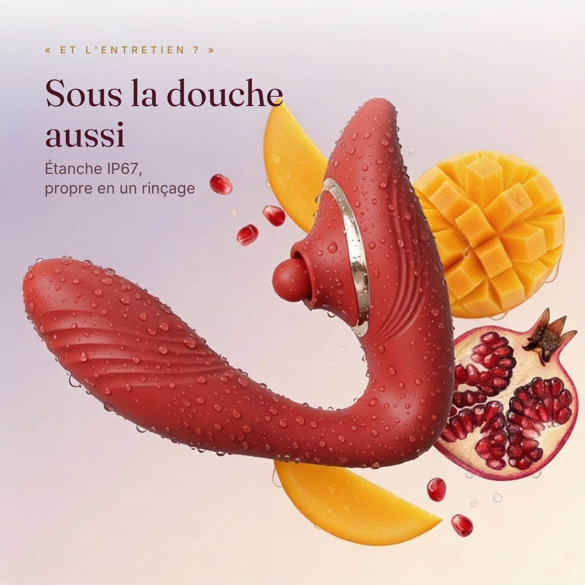 LILA Pulse V2 rouge couvert de gouttes d'eau : étanche IP67, propre en un rinçage